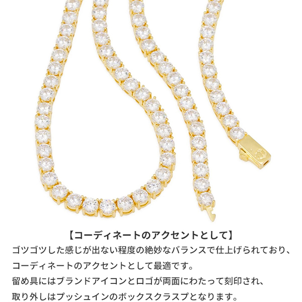 【チェーン幅 4mm、長さ 26インチ】King Ice キングアイス テニスチェーン ネックレス ゴールド 14K Gold Single Row Tennis Chain メンズ_画像4