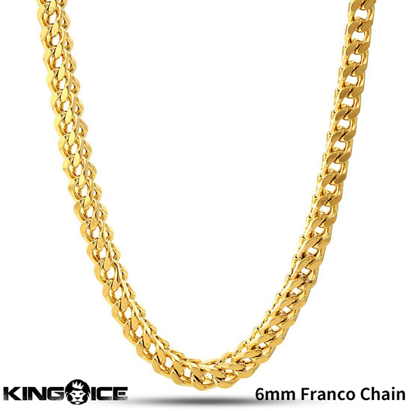 正規逆輸入品】 Chain Franco 6mm ゴールド ネックレス フランコ