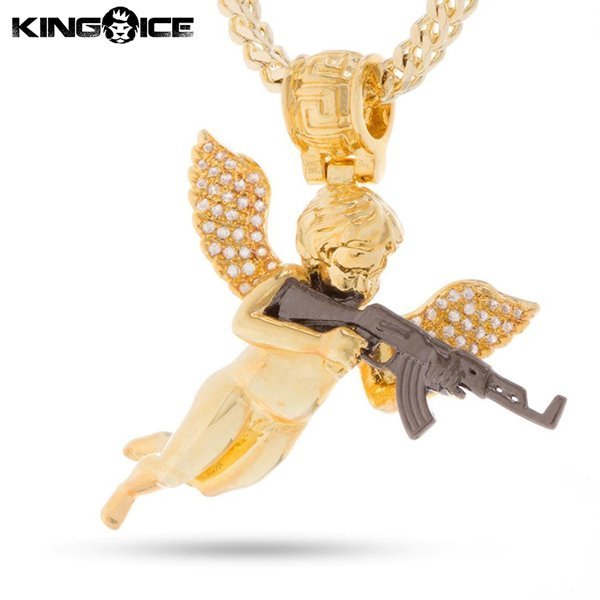 【ワンサイズ】King Ice× キングアイス アークエンジェル モチーフ ネックレス ゴールド Archangel of Reprisal Necklace メンズ 男性