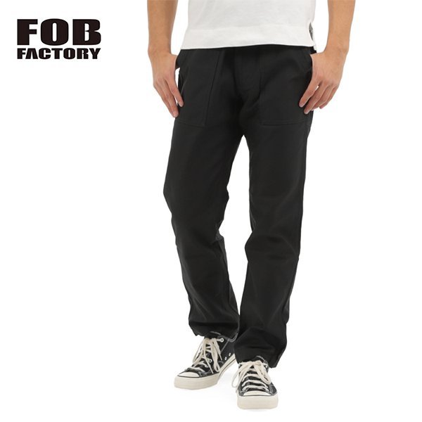 【サイズ 0】【XS】FOB FACTORY エフオービーファクトリー バックサテン ベイカーパンツ ブラック 日本製 F0431 BAKER PANTS ミリタリー