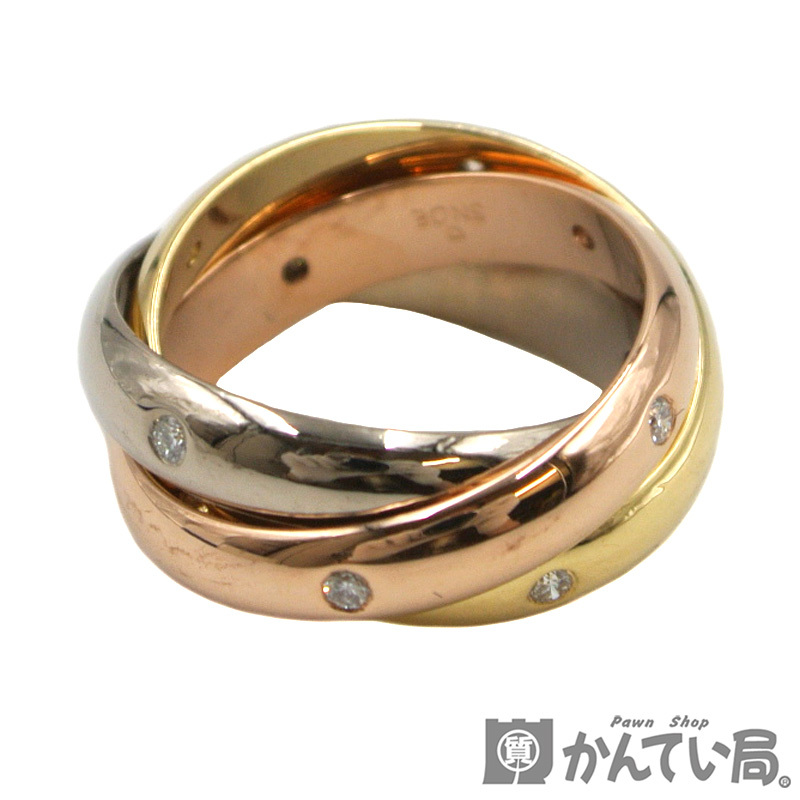 17516 Cartier【カルティエ】トリニティ スターリング 15Pダイヤ 750 K18YG・K18WG・K18PG 約7号 3連 指輪 アクセサリー【中古】USED-A_画像2