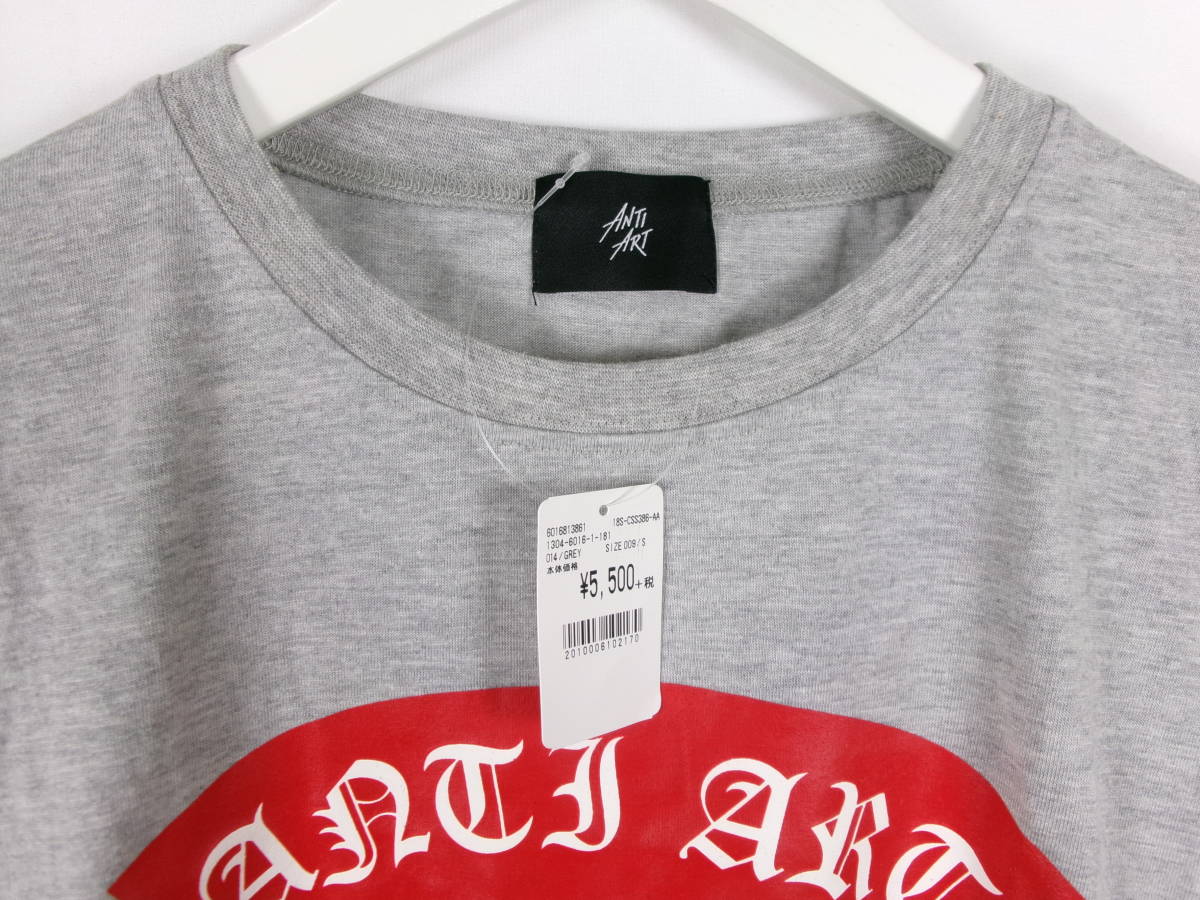 未使用品 アンチアート ANTIART Tシャツ アートプリント クルーネック 半袖 S グレー メンズ /NWM