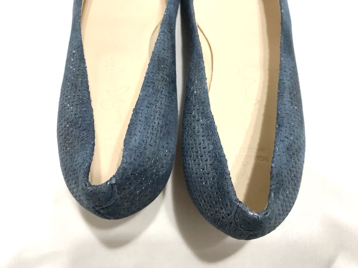 #[YS-1] almost unused # Ginza Kanematsu # buckle attaching pumps # blue group 24cm 37 heel height 3.5cm # Italy made [ including in a package possibility commodity ]D