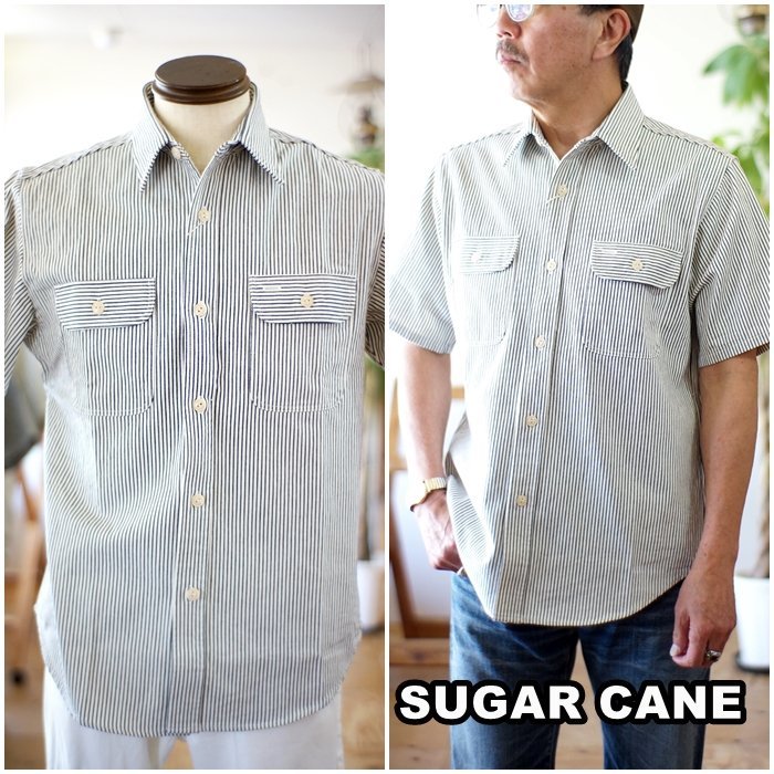 SUGARCANE シュガーケーン　ヒッコリー半袖ワークシャツ　37944　東洋エンタープライズ　TOYO サイズM