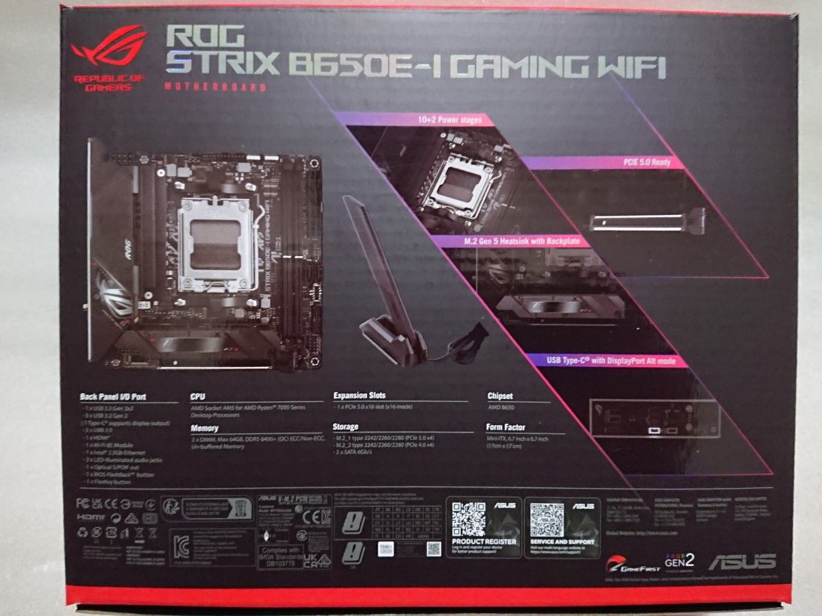 ASUS ROG STRIX B650E-I GAMING WIFI AMD B650E mini-ITX マザーボード 