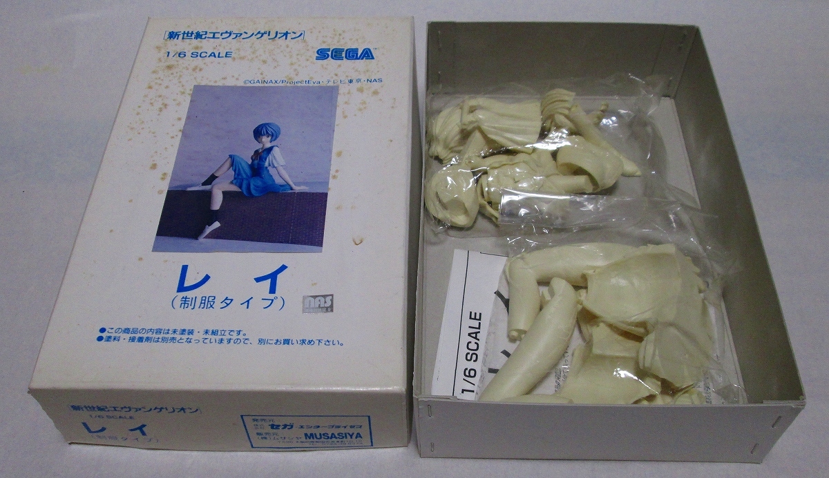Unassembled Musashiya 1/8 Ayanami Rei（制服型）Neon Genesis Evangelion Sega 原文:未組立品 ムサシヤ 1/8 綾波レイ（制服タイプ）新世紀エヴァンゲリオン セガ