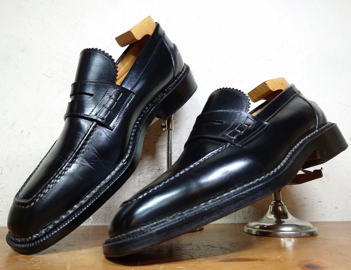 [ прекрасный товар ]ITALY производства Santoni YAMANE DELUXEnorube производства закон монета Loafer UK71/2 26cm соответствующий черный evisu гора корень обувь магазин / Lattanzi Blanc ключ ni