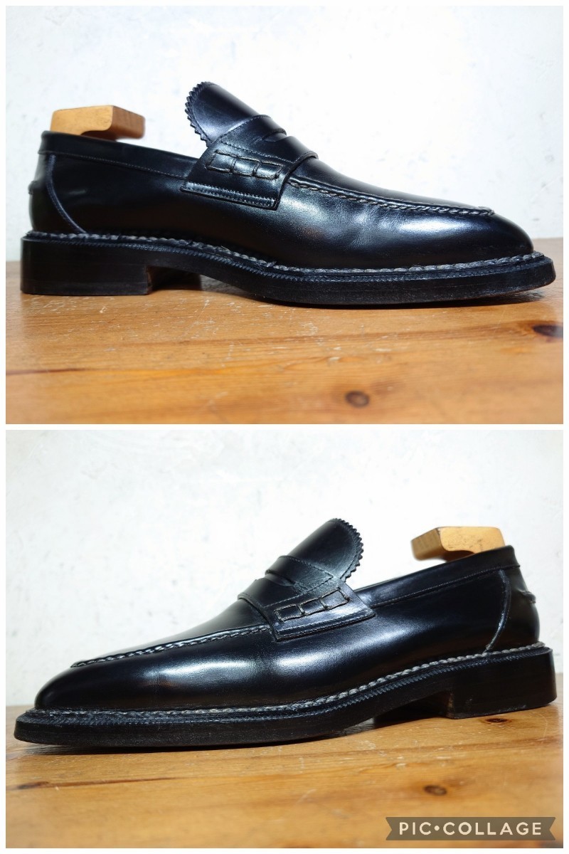 [ прекрасный товар ]ITALY производства Santoni YAMANE DELUXEnorube производства закон монета Loafer UK71/2 26cm соответствующий черный evisu гора корень обувь магазин / Lattanzi Blanc ключ ni