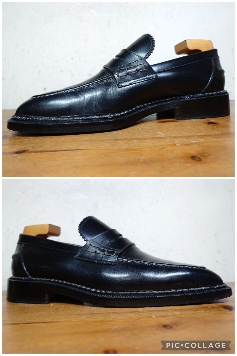 [ прекрасный товар ]ITALY производства Santoni YAMANE DELUXEnorube производства закон монета Loafer UK71/2 26cm соответствующий черный evisu гора корень обувь магазин / Lattanzi Blanc ключ ni