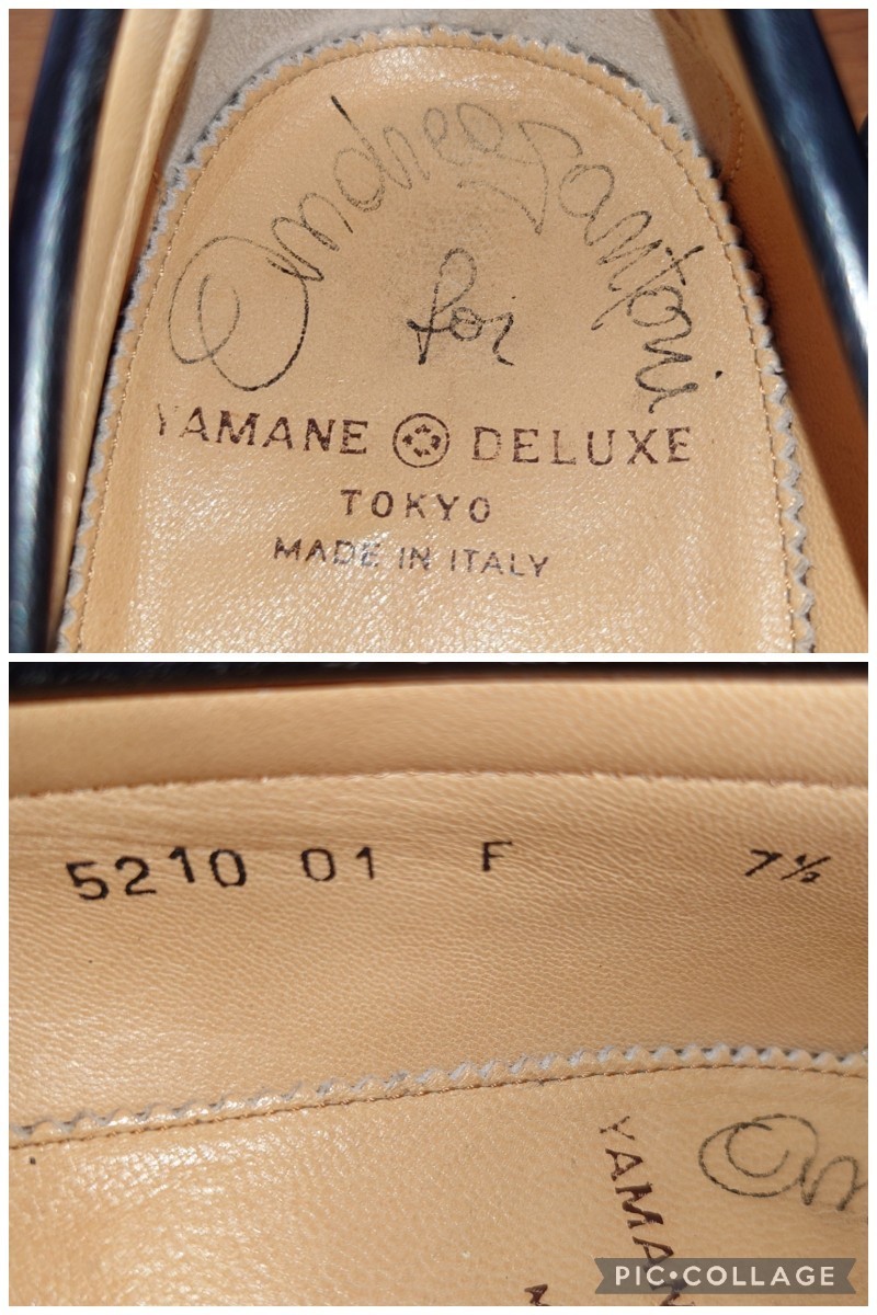 [ прекрасный товар ]ITALY производства Santoni YAMANE DELUXEnorube производства закон монета Loafer UK71/2 26cm соответствующий черный evisu гора корень обувь магазин / Lattanzi Blanc ключ ni