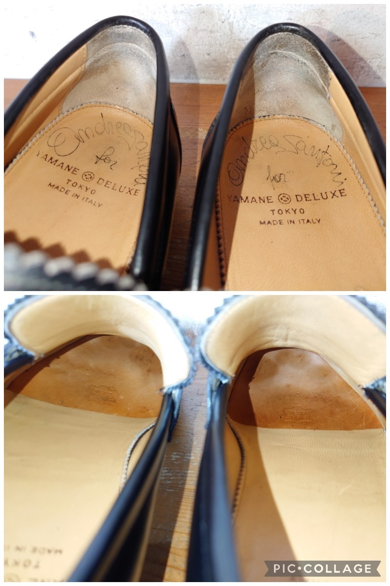 [ прекрасный товар ]ITALY производства Santoni YAMANE DELUXEnorube производства закон монета Loafer UK71/2 26cm соответствующий черный evisu гора корень обувь магазин / Lattanzi Blanc ключ ni