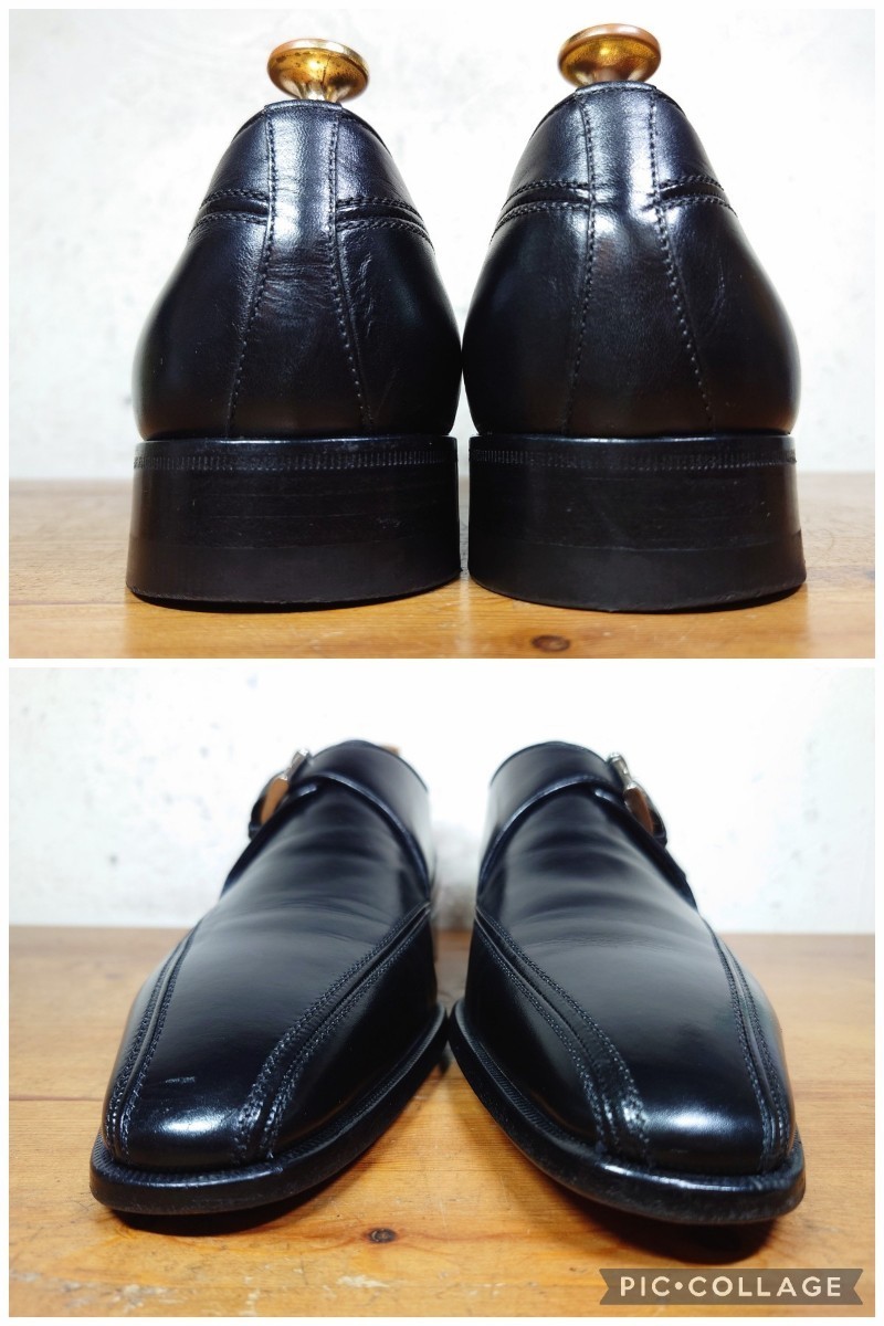 【美品】ITALY製 a.testoni/テストーニ 上級 BLACK LABEL シングルモンクストラップ 8G 26.5-27cm相応 ブラック 黒/santoni magnanni_画像6