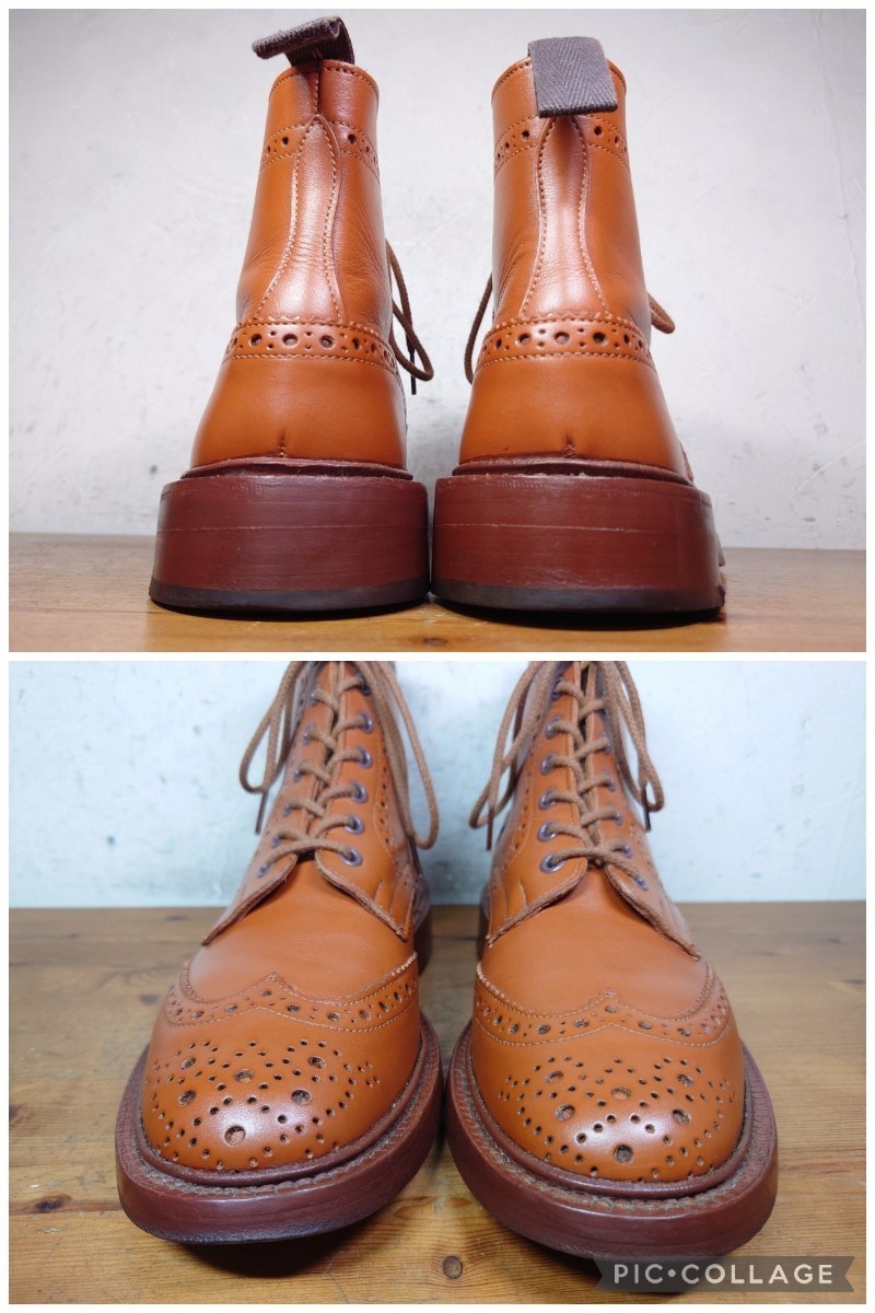 【美品】英国製 Tricker's/トリッカーズ モールトン カントリー ウィングチップ ブーツ UK8 Fit.5 26.5cm相応 ブラウン/クロケット cheaney_画像6