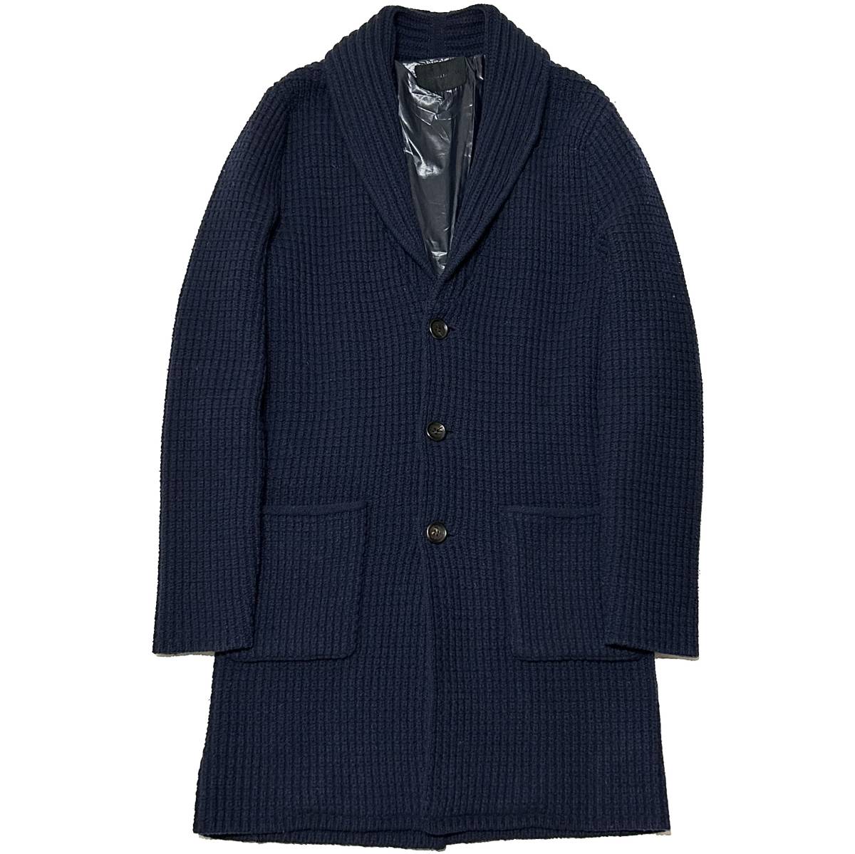 定価6.1万 junhashimoto KNIT CHESTER COAT 3 ネイビー ジュンハシモト　ニットチェスターコート akm wjk 1piu