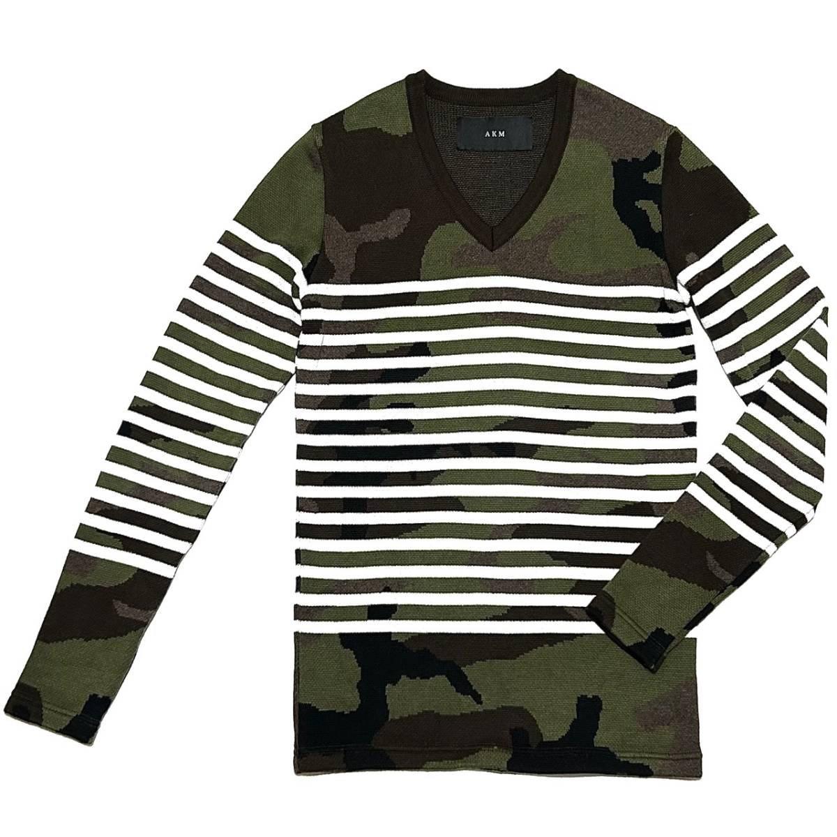 定価3.7万 AKM CASHWOOL BORDER V KNIT M ニット