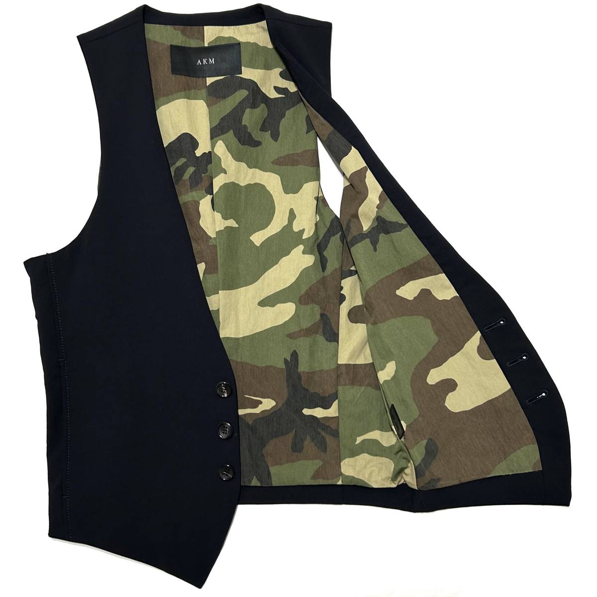 定価3.1万 AKM 2WAY STRETCH WOOL SUMMER VEST Sサイズ ネイビー ストレッチウールサマーベスト ジュンハシモト wjk 1piu_画像4