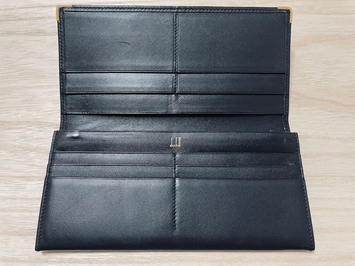 ☆【極美品】ダンヒル dunhill 二つ折り 長財布 札入れ ファスナー式小銭入れ有り カード× 10 枚入り