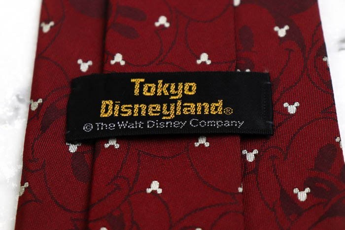 東京ディズニーランド シルク キャラクター柄 ミッキーマウス TDL 小紋柄 日本製 ブランド ネクタイ メンズ レッド Disney_画像2