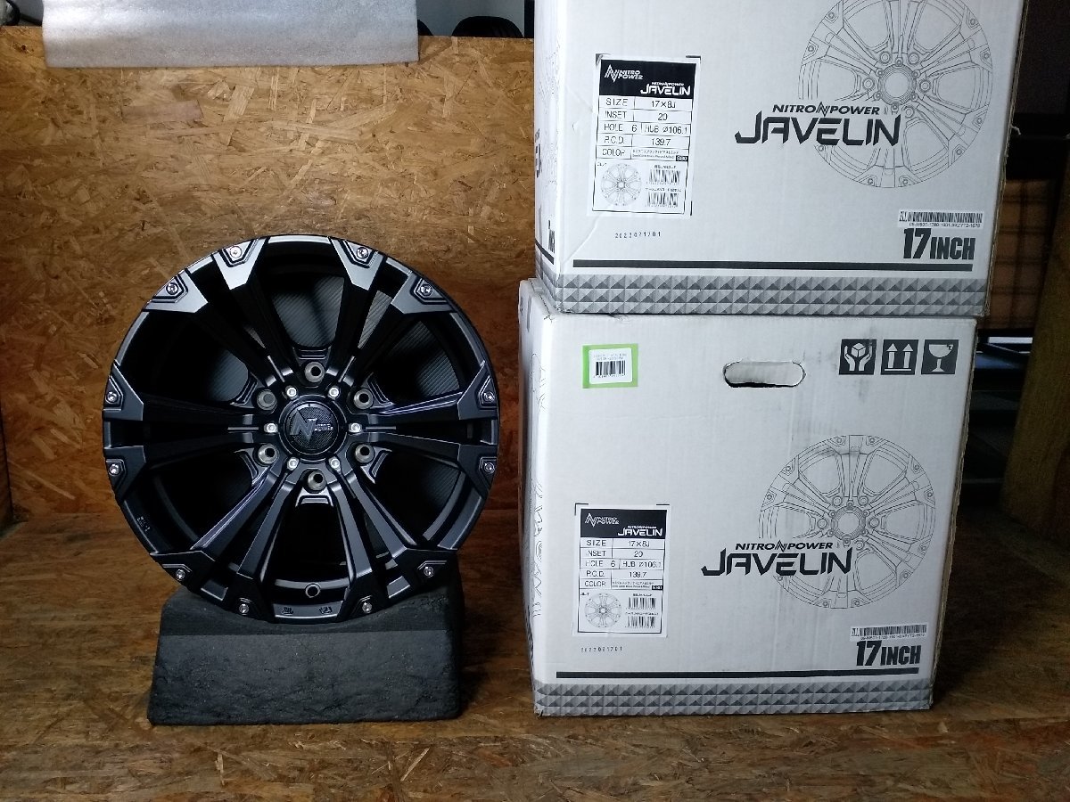 【送料無料】NITRO POWER JAVELIN 17インチ 8.0J 6/139.7+20 セミグロスブラックピアスミルド 未使用品4本_画像1