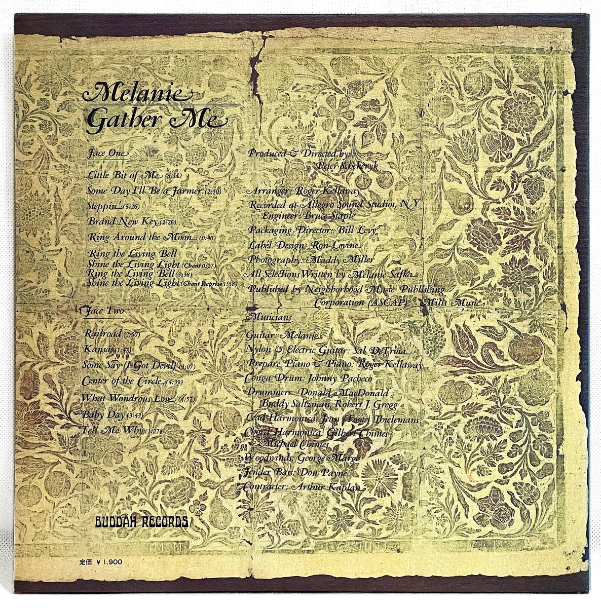 【LP国内盤帯付】 MELANIE　gather me　メラニー　1971年作　日本盤初回盤　YS2599DA　頭脳警察「ひとつぶの種になって」のオリジナル収録_画像2