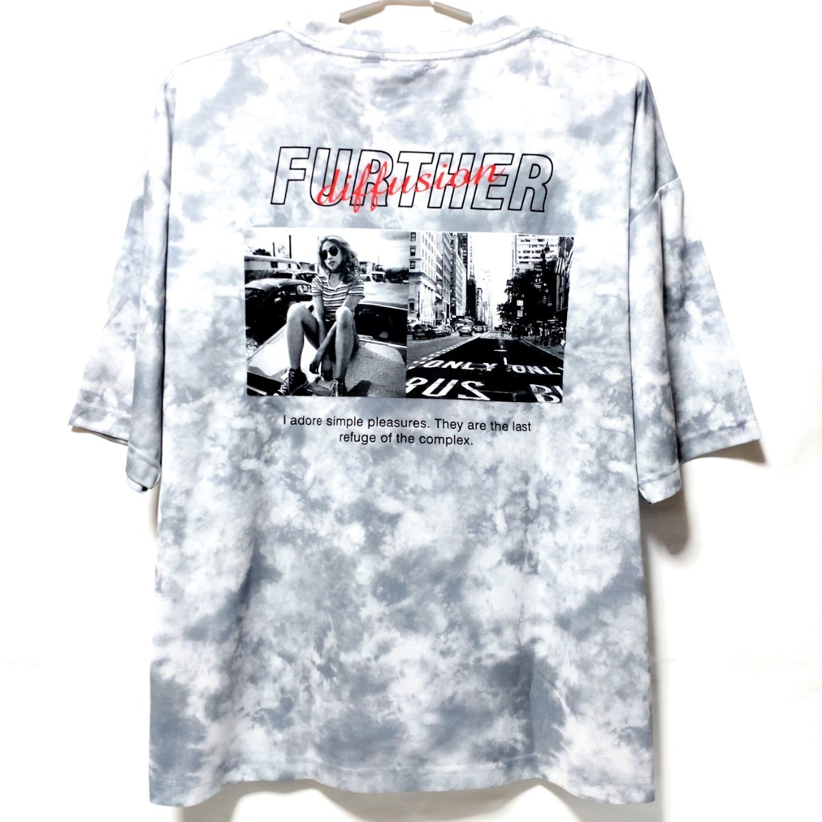 特価/未使用【サイズ=4L(3XL)】フォトプリント/メンズ/半袖/Tシャツ/胸囲=110～118cm/grayムラ染柄_画像1