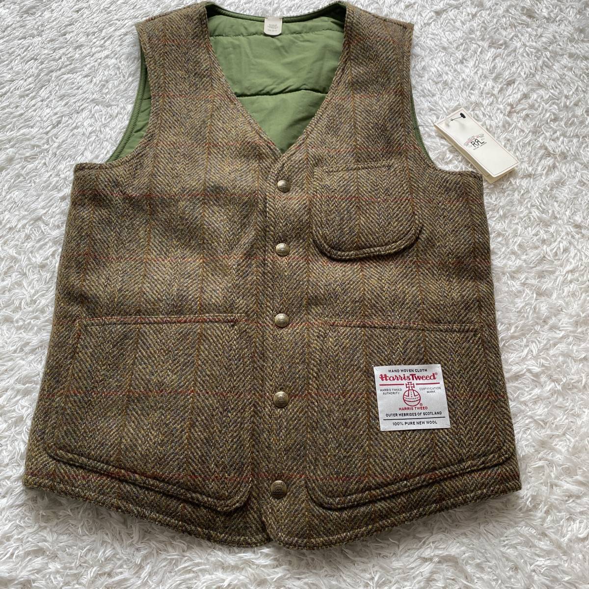 未使用タグ付き】RRL ハリスツイード ベスト ハリスツィード ダブル