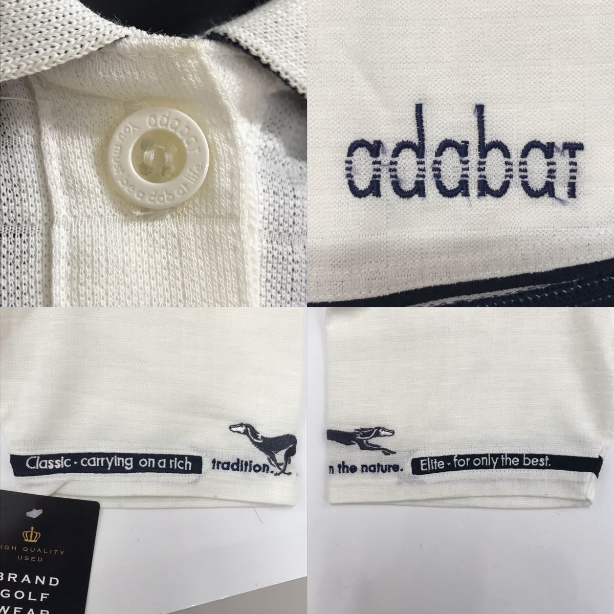 【USED】adabat アダバット 綿 半袖 ポロシャツ ロゴ刺繍 ドッグ 犬 ホワイト 白 レディース 1 ゴルフウェア_画像7