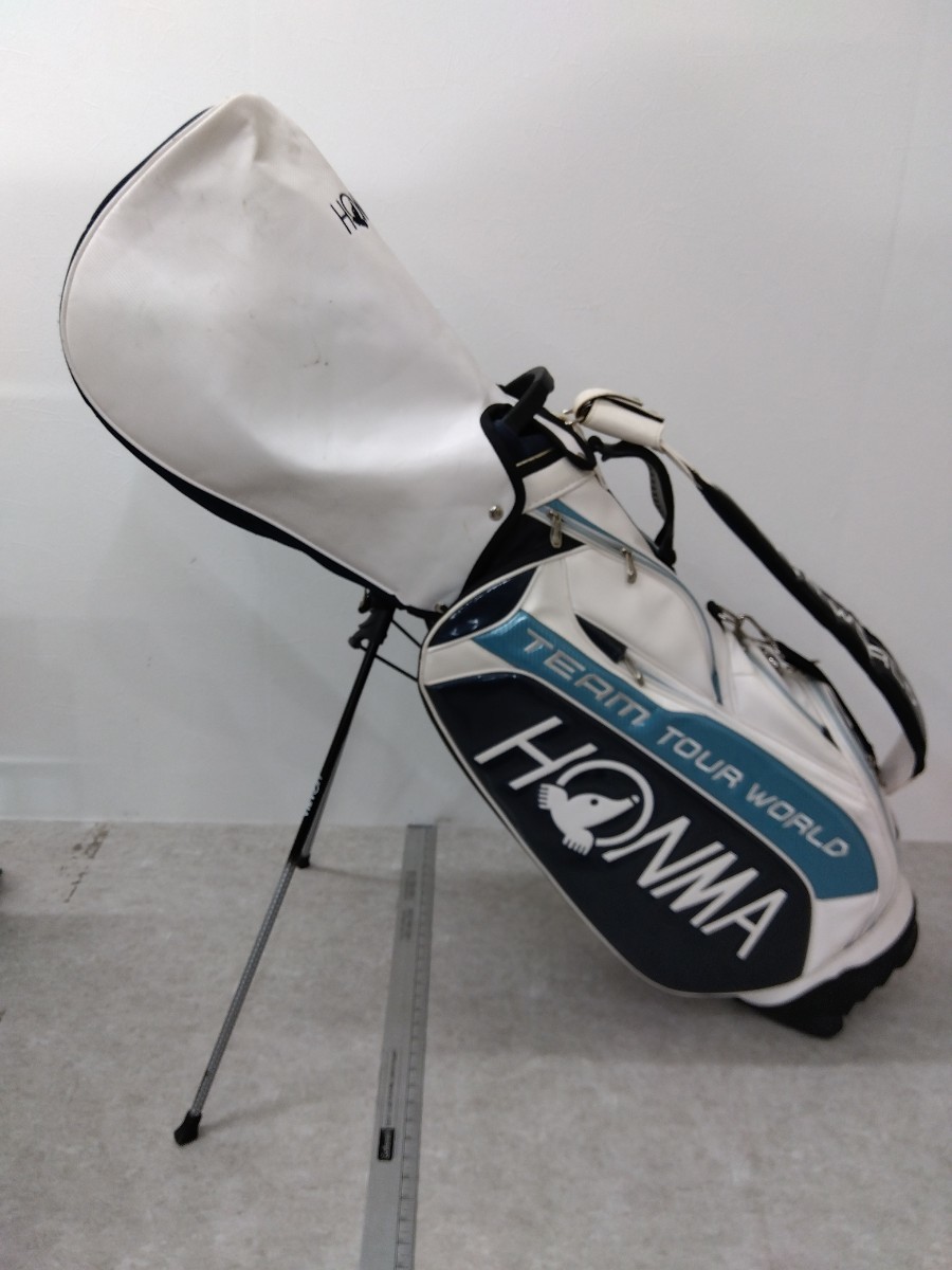 【中古キャディバッグ】HONMA GOLF 本間ゴルフ CB-1602 スタンドキャディバッグ QI-QX 4.5kg ネイビー/サックス 9.0型 47インチ対応