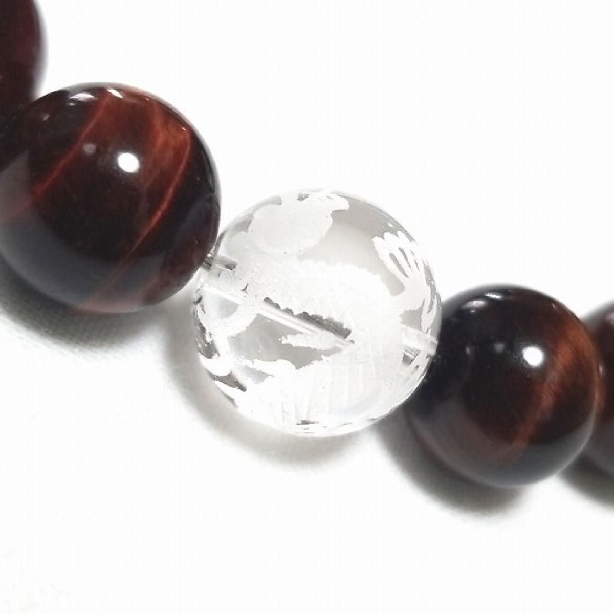 12ミリ 龍水晶 10ミリ レッドタイガーアイ 数珠 ネックレス 天然石