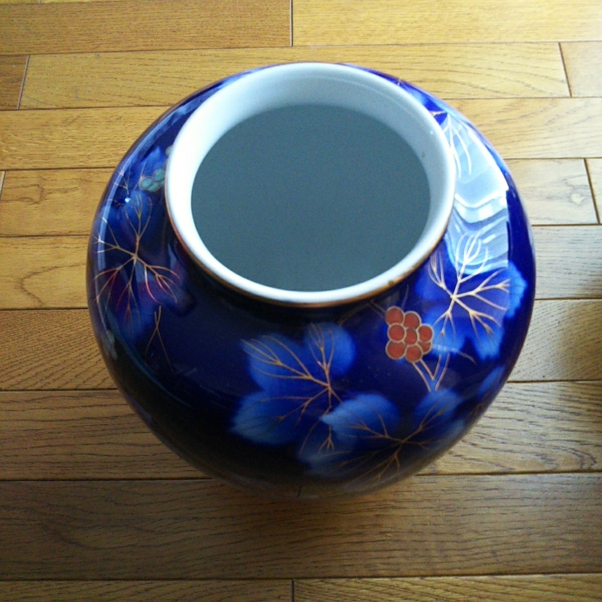 深川製 花瓶 花器 ブルー 濃紺