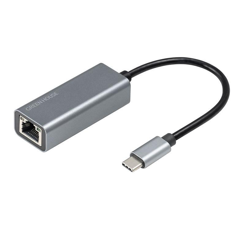 LANアダプタ USB3.2 Gen1対応 ギガビット USB Type-C LAN アダプター アダプタ 変換 有線LAN ケーブル グリーンハウス GH-ULACB-GY/2469_画像1