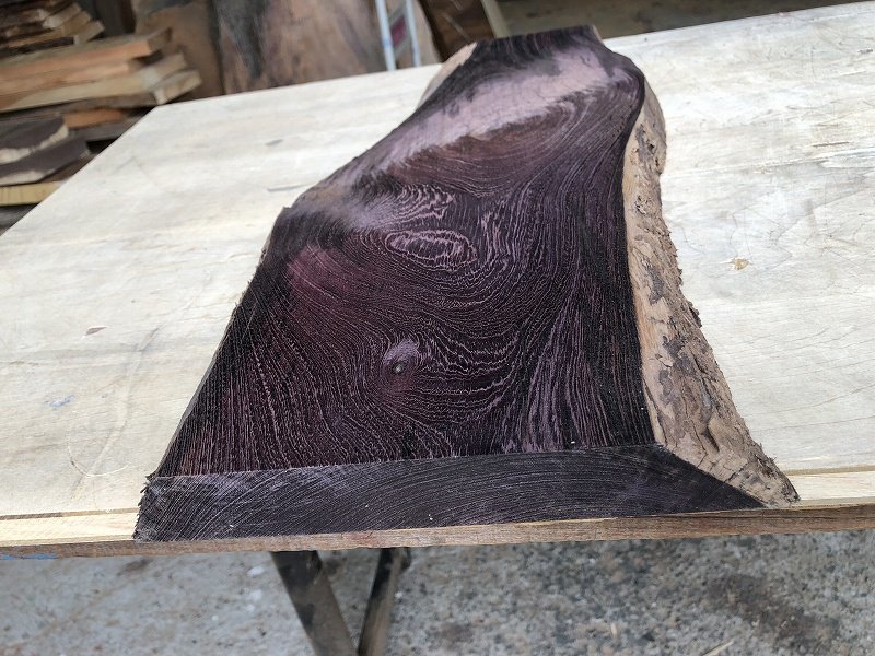 EG60Q】ミレシア 515×～210×31㎜ 紫鉄刀木 希少材 極上杢 一枚板 材料