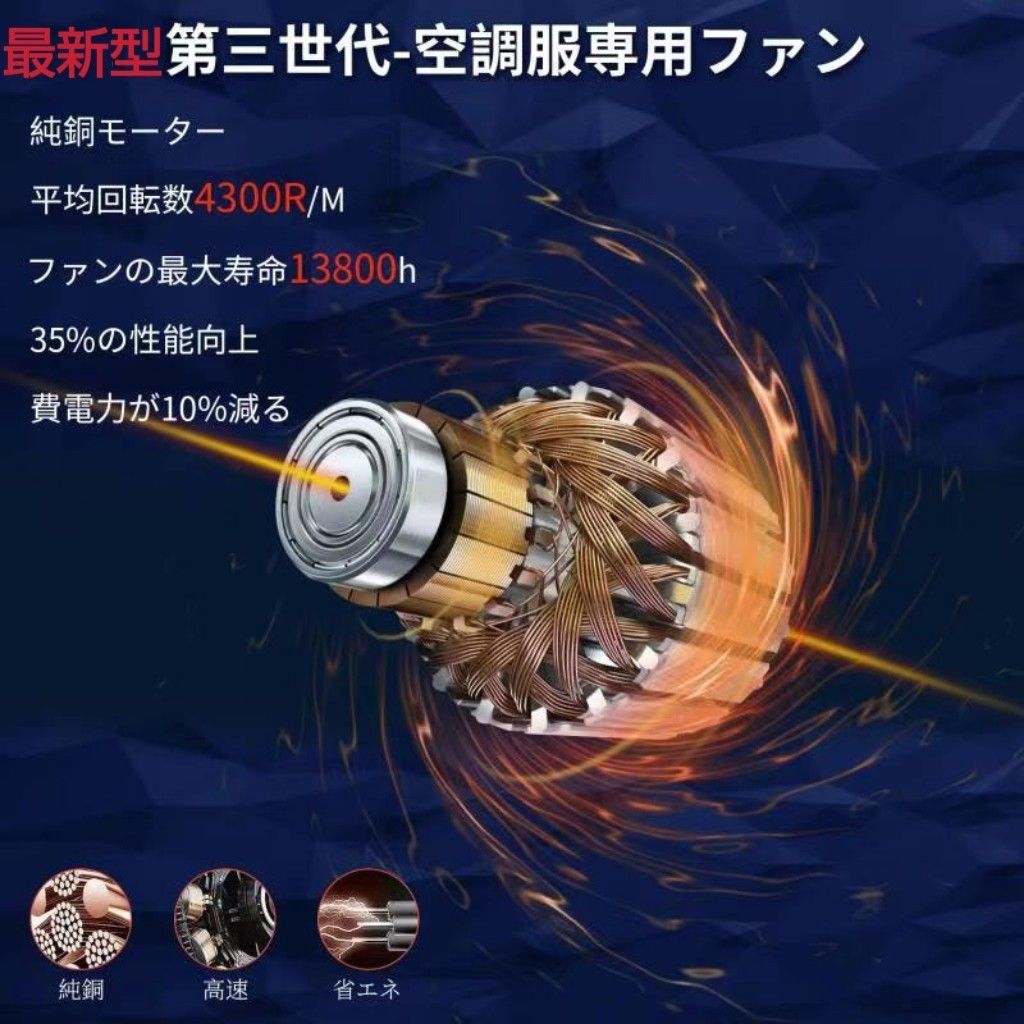 空調作業服 ファン2個付き バッテリー付き 空調服 空調ウェア 空調風神