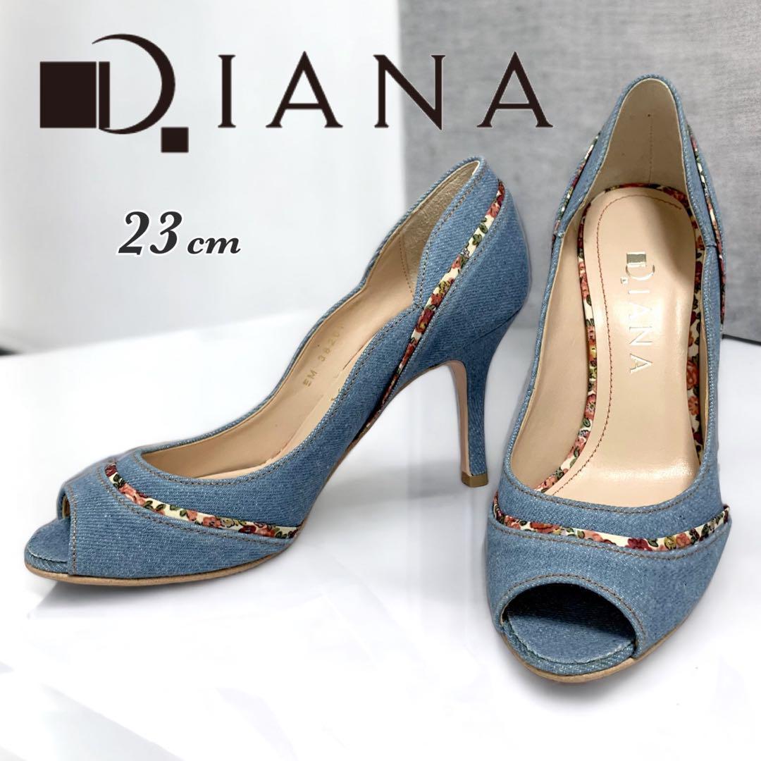 初回限定】 ダイアナ DIANA デニム 23cm フラワーライン パンプス