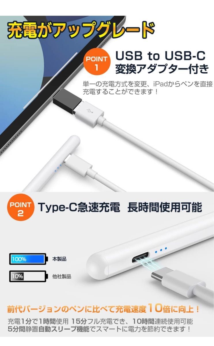日本 2023業界新登場 タッチペンスタイラスペン超高精度 極細 apple