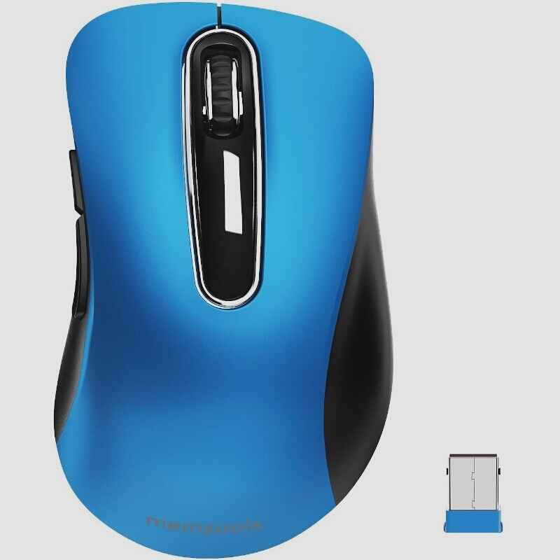 送料無料★memzuoix 2.4G ワイヤレス マウス 1200 DPI USB レシーバー付き 5ボタン (ブルー)_画像1