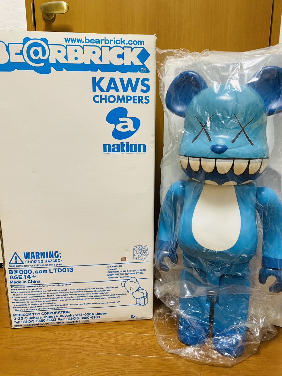 入手困難 箱あり 美品 BE@RBRICK 1000% KAWS CHOMPERS a-nation 3500体限定品 ベアブリック カウズ Original Fake COMPANION_画像1