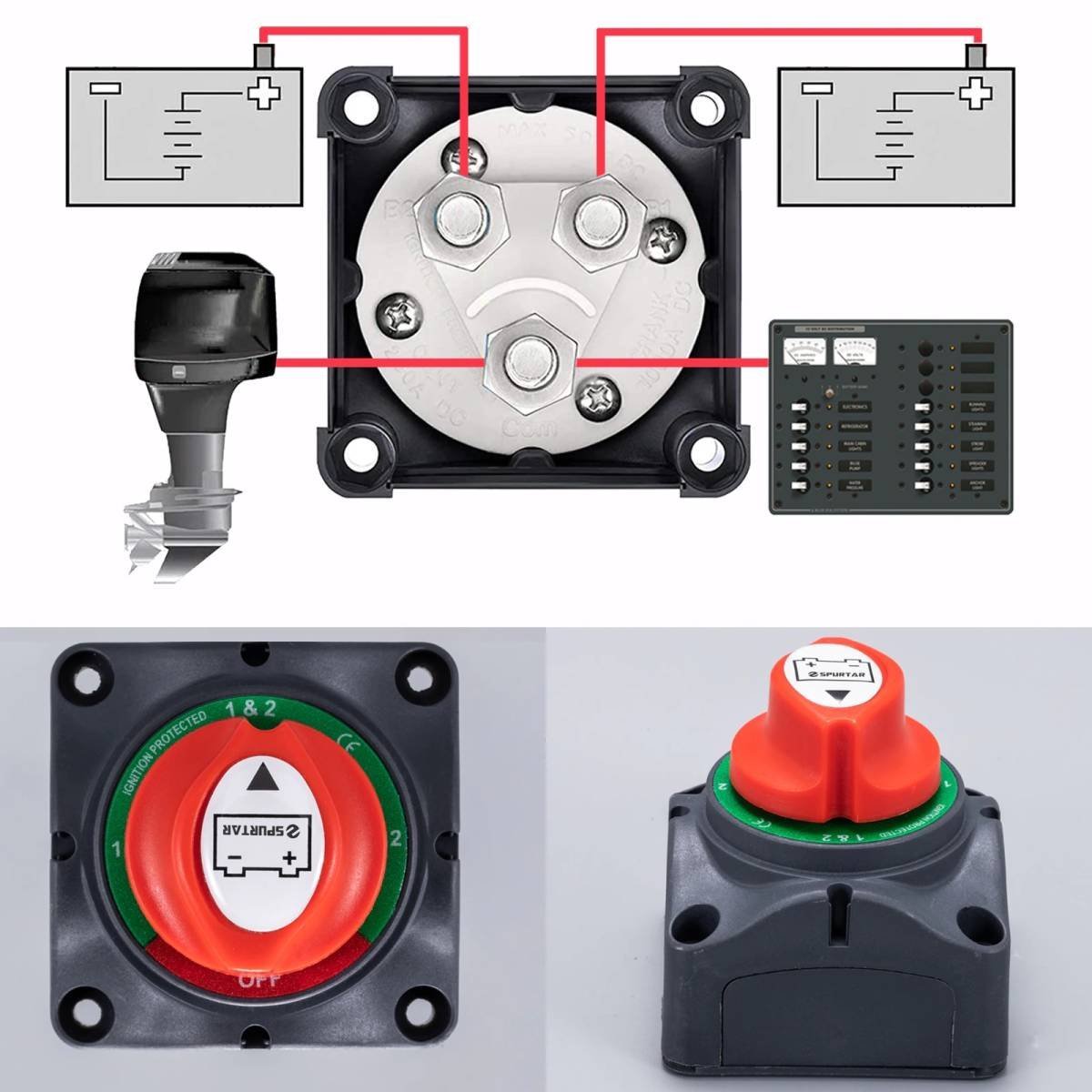 PYD982* cut switch 4 position bar teli cutting switch ^ 12V engine 60V 200Aba- switch teli boat for power supply on 