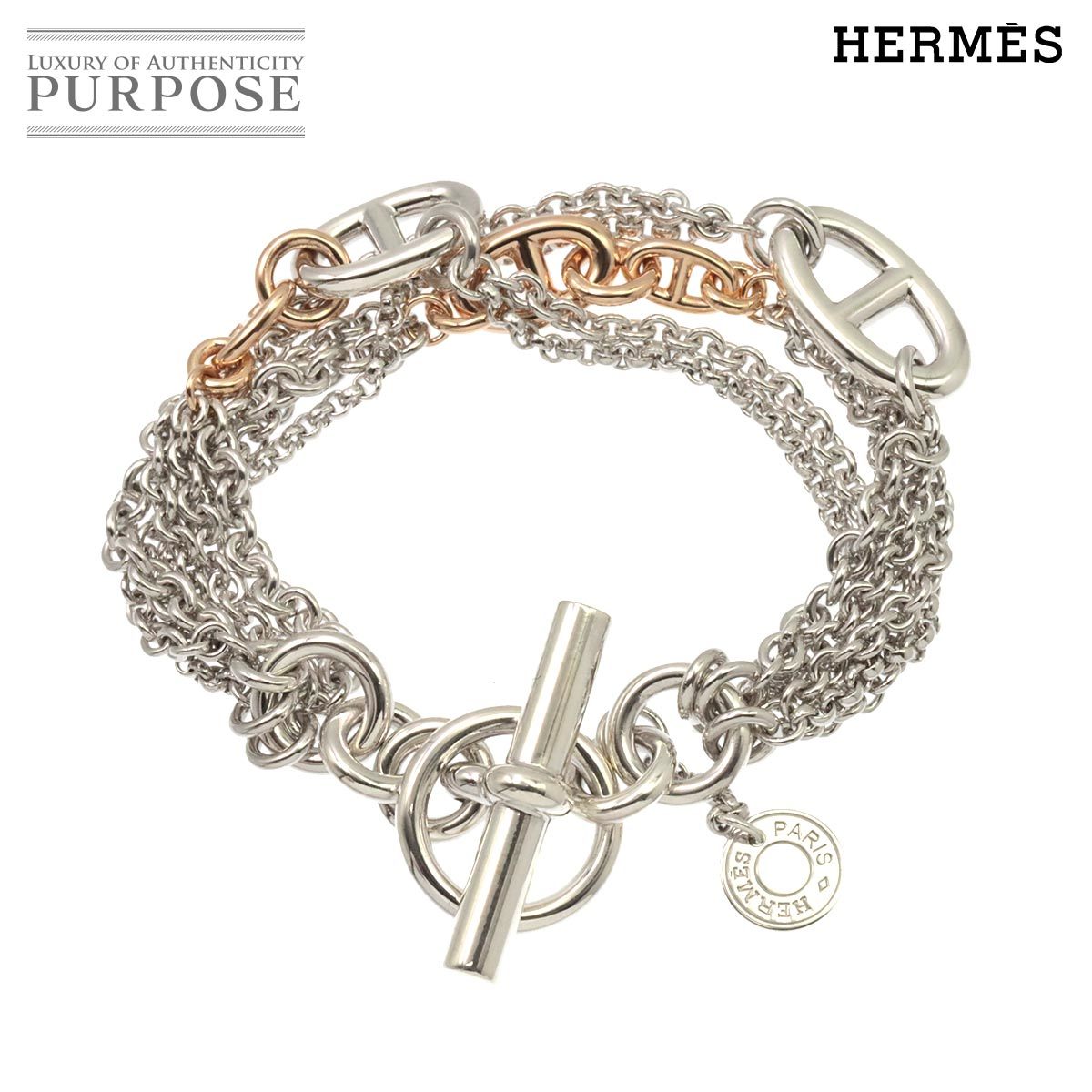 エルメス HERMES ニューファランドール ST ブレスレット 16.5cm K18 PG 750 SV 925 Bracelet 90193210の画像1