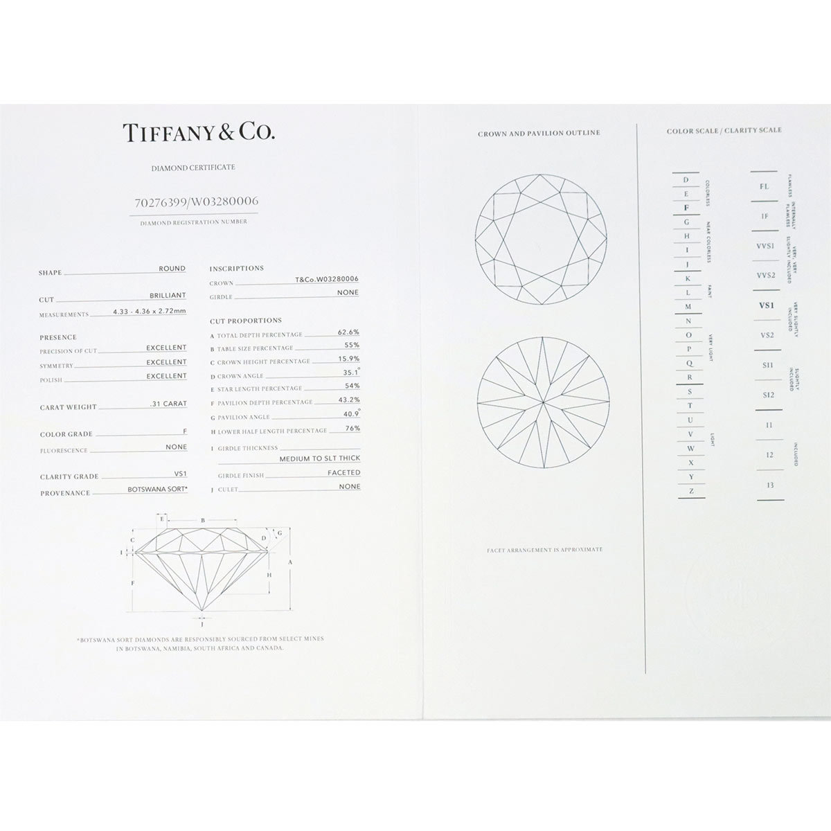 ティファニー TIFFANY&Co. Tトゥルー ダイヤ 0.31ct F/VS1/3EX 7号 リング Pt プラチナ 指輪 Diamond Ring【鑑定書付き】 90193247_画像8