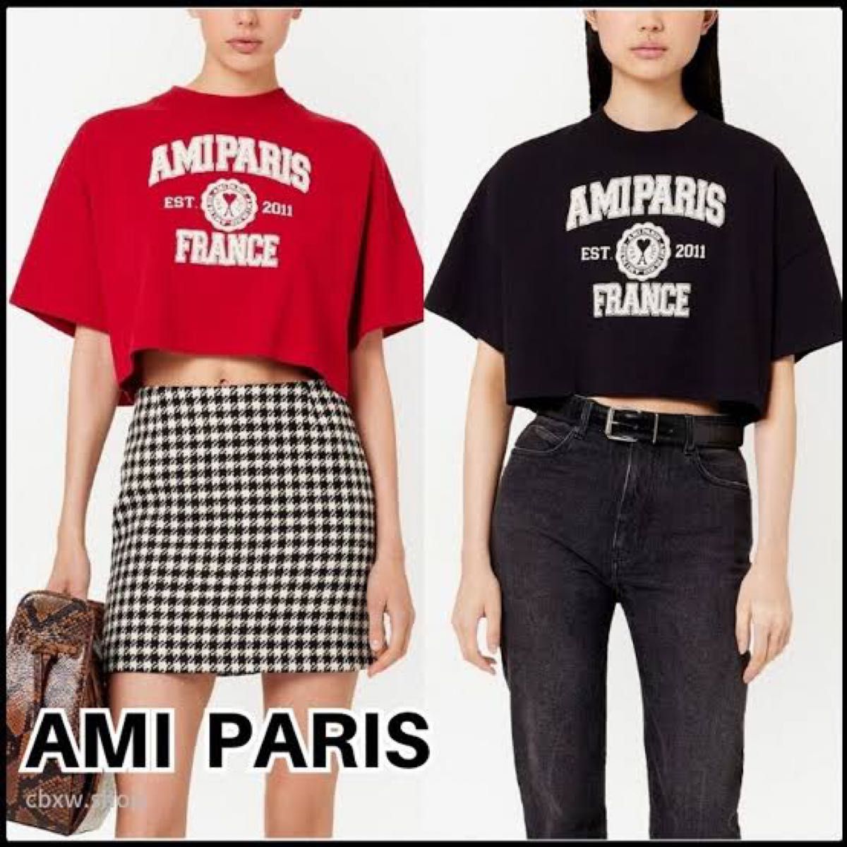 AMI Paris アミパリス　クロップド Tシャツ　レッド　新品未使用タグ付き