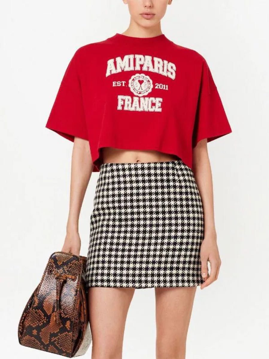 AMI Paris アミパリス　クロップド Tシャツ　レッド　新品未使用タグ付き