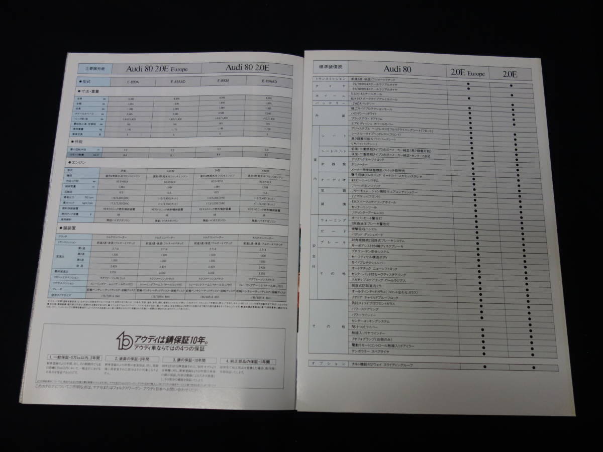 [Y1000 prompt decision ]Audi Audi 80 2.0E / Europe B3 type E-893A / 89AAD type Japanese edition main catalog ~ 1991 year of model / "Yanase" [ at that time thing ]