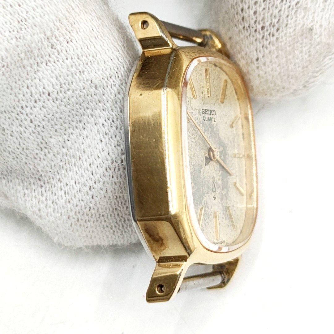 【電池切れ/フェイスのみ】SEIKO セイコー クォーツ 腕時計 ゴールド文字盤 オクタゴン レディース 16-5570_画像4