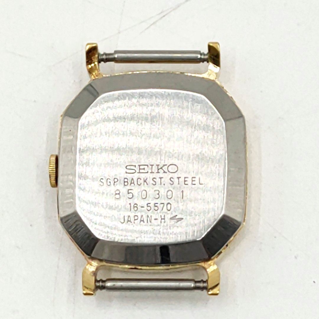 【電池切れ/フェイスのみ】SEIKO セイコー クォーツ 腕時計 ゴールド文字盤 オクタゴン レディース 16-5570_画像2