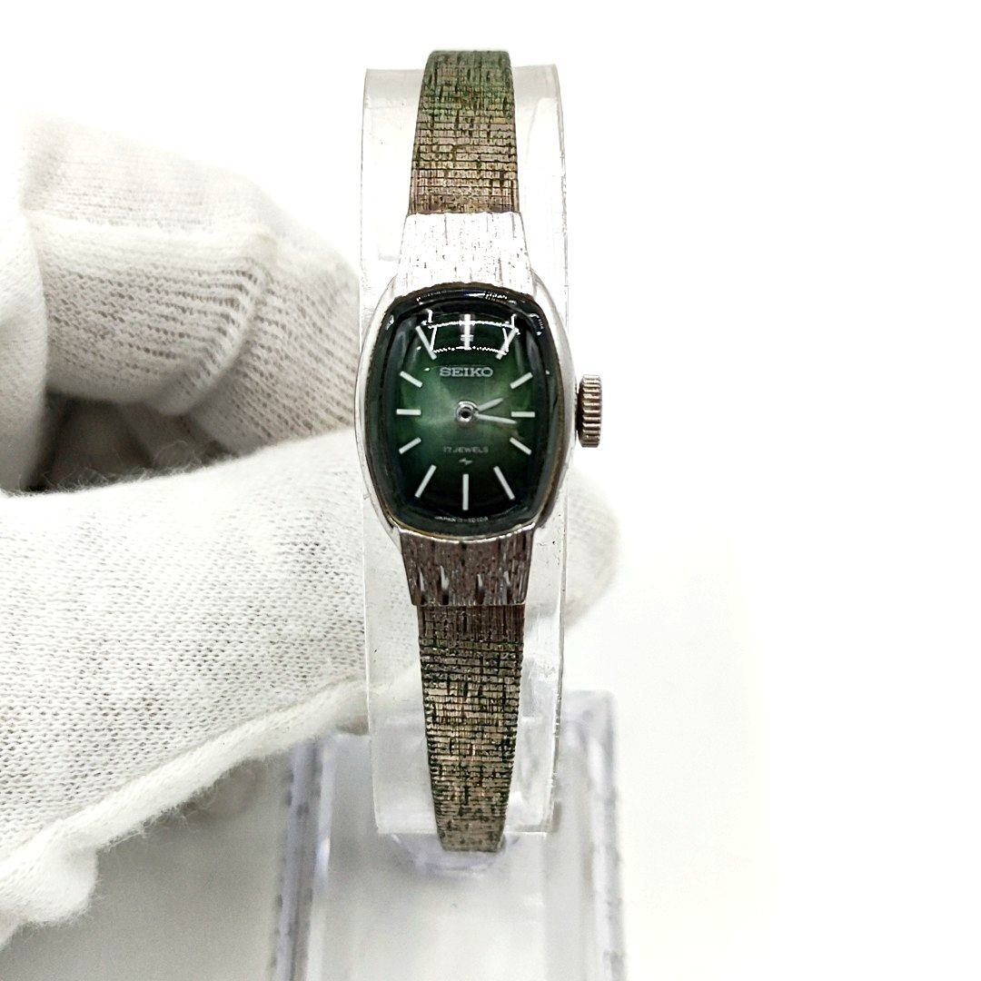 稼動 】SEIKO セイコー 手巻き 腕時計 グリーン文字盤 稼動 】SEIKO セイコー 手巻き 腕時計 グリーン文字盤