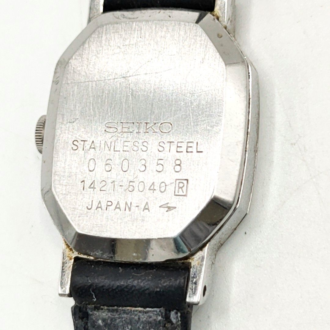 【電池切れ】SEIKO セイコー クォーツ 腕時計 シルバー文字盤 レザーベルト レディース 1421-5040_画像2