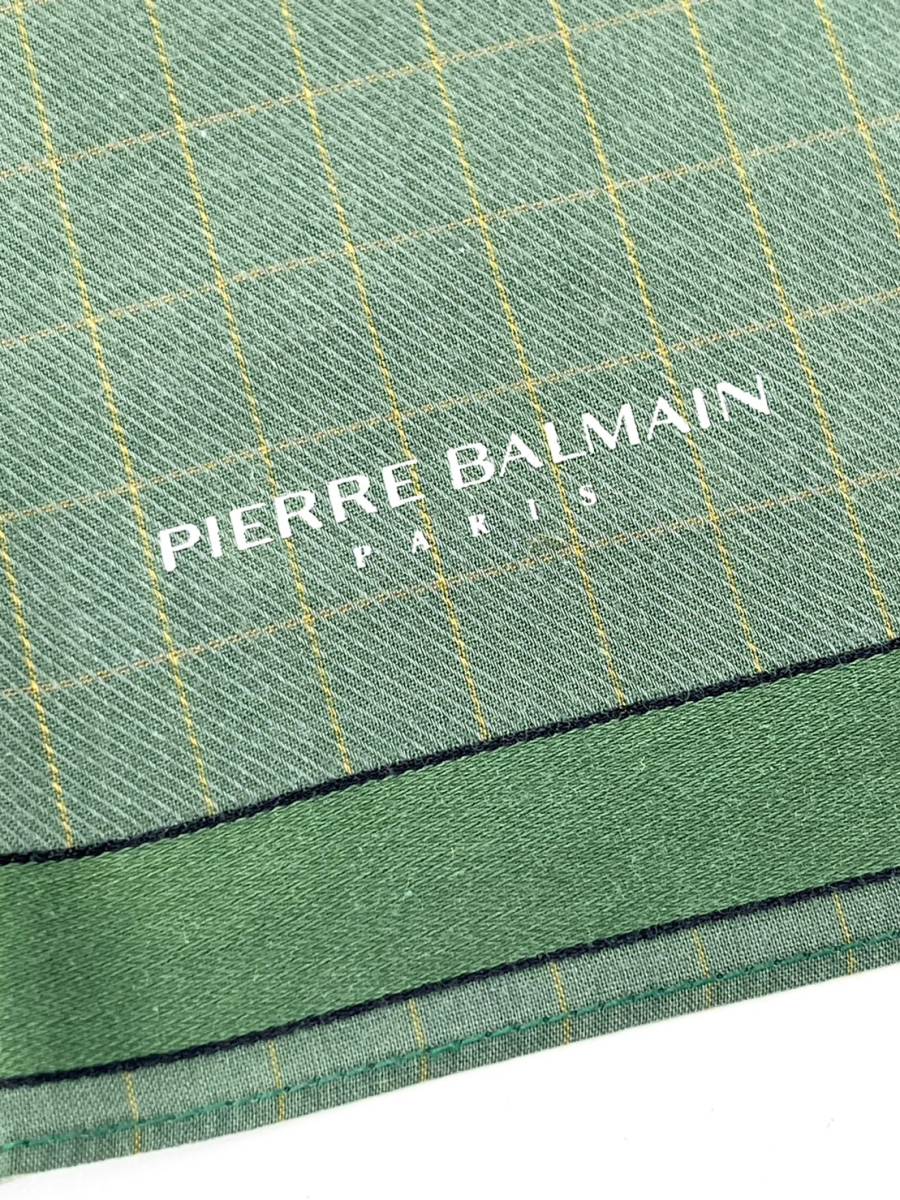 Pierre Balmain ピエールバルマン　スカーフ ハンカチ バンダナ グリーン チェック柄 メンズ