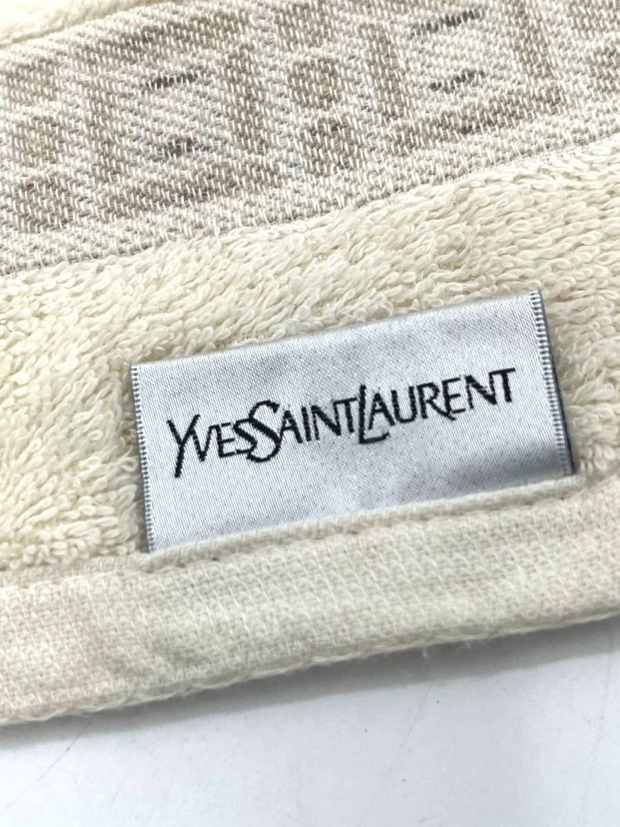 Yves Saint Laurent　イヴ サンローラン　ミニタオル　YSL　オフホワイト　コットン　33×33_画像2