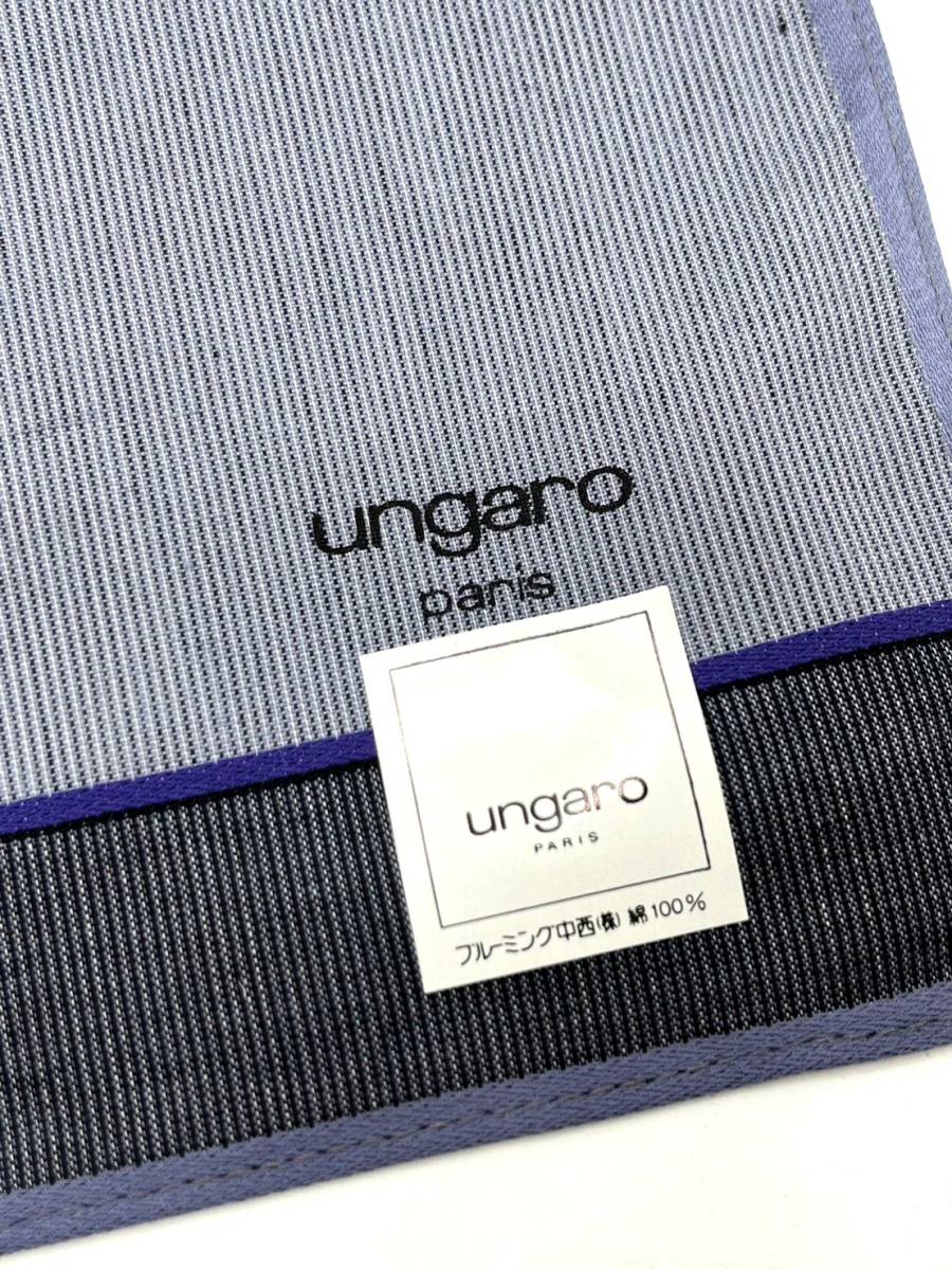 【シール付き未使用品】Ungaro paris　ウンガロ　スカーフ　バンダナ　ハンカチ　グレー系　コットン　47×47_画像2